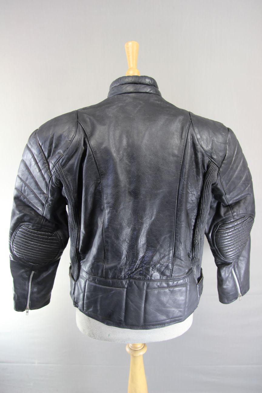 BLL CLASSIC BLACK COWHIDE LEATHER BIKER JACKET 42 INCH/LARGE