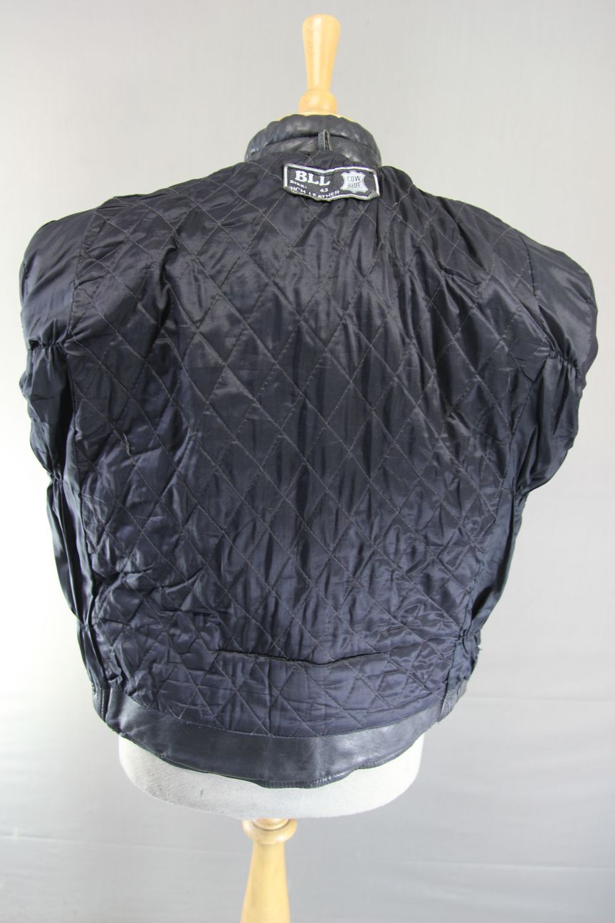 BLL CLASSIC BLACK COWHIDE LEATHER BIKER JACKET 42 INCH/LARGE