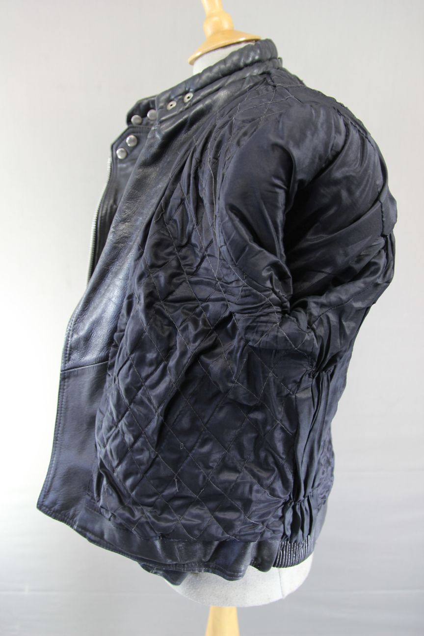 BLL CLASSIC BLACK COWHIDE LEATHER BIKER JACKET 42 INCH/LARGE
