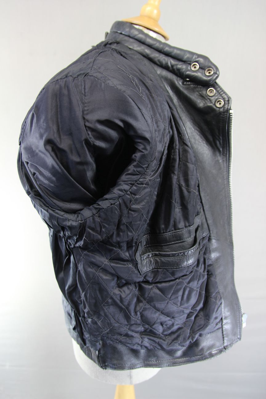 BLL CLASSIC BLACK COWHIDE LEATHER BIKER JACKET 42 INCH/LARGE