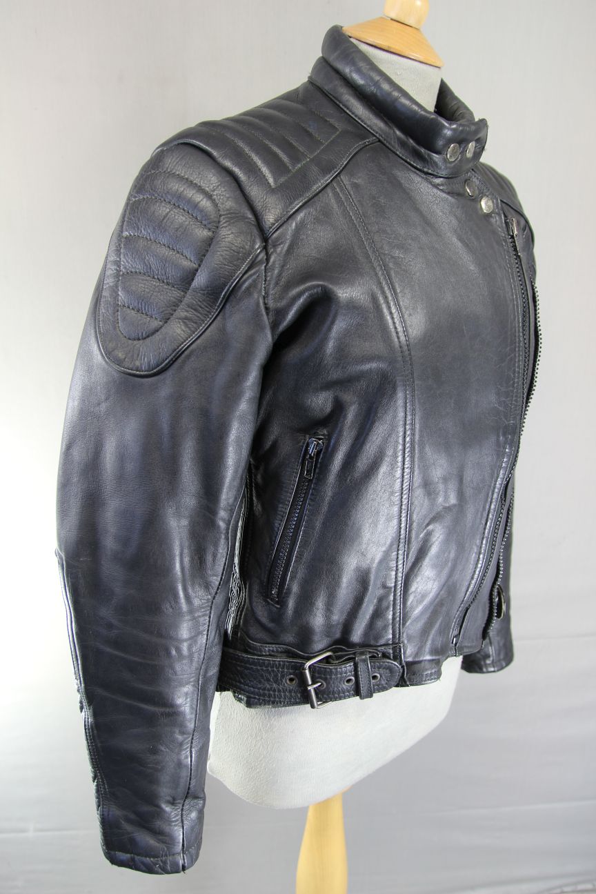 LADIES JT'S BLACK COWHIDE LEATHER THINSULATE 3M LINED BIKER JACKET 36-38 IN/MED
