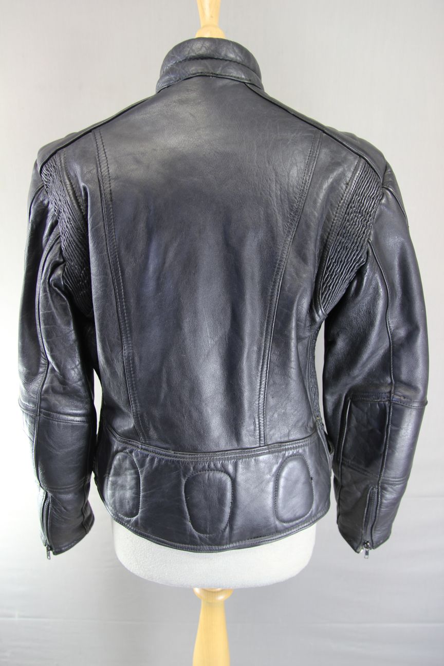LADIES JT'S BLACK COWHIDE LEATHER THINSULATE 3M LINED BIKER JACKET 36-38 IN/MED