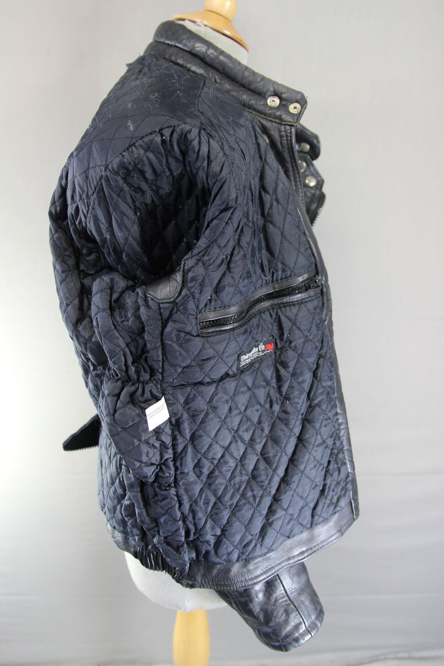 LADIES JT'S BLACK COWHIDE LEATHER THINSULATE 3M LINED BIKER JACKET 36-38 IN/MED