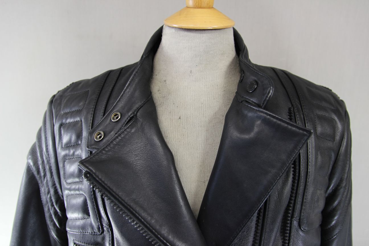 WEISE CLASSIC COLLECTION LADIES BLACK LEATHER BIKER JACKET: SIZE 12