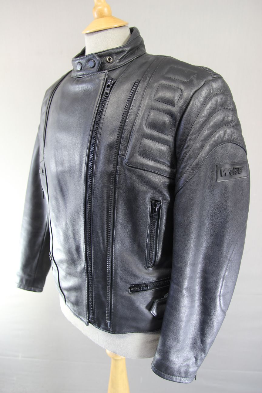 WEISE CLASSIC COLLECTION LADIES BLACK LEATHER BIKER JACKET: SIZE 12