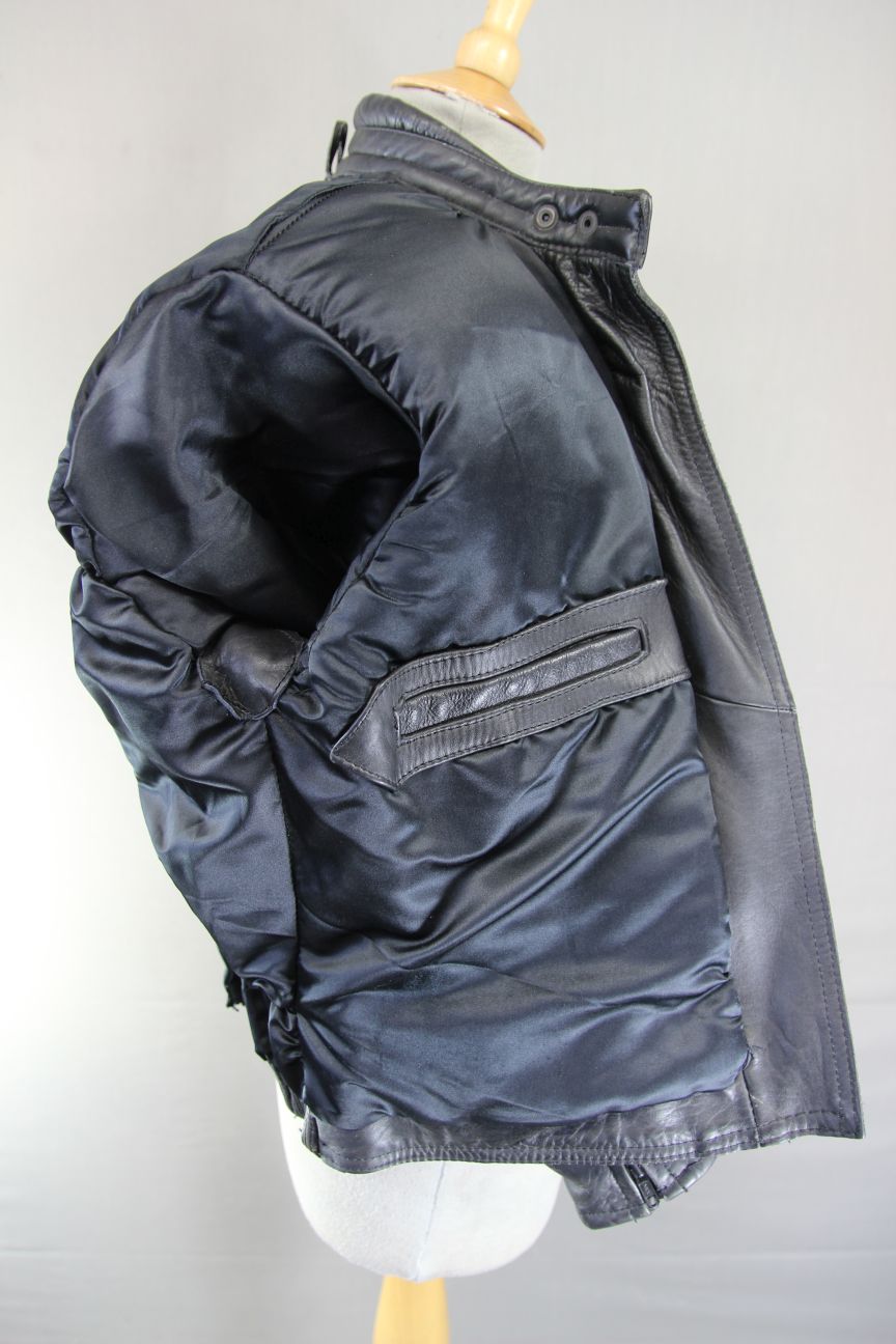 CLASSIC SPORTEX APOLLO BLACK LEATHER BIKER JACKET WITH BACK PROTECTOR: SIZE 14