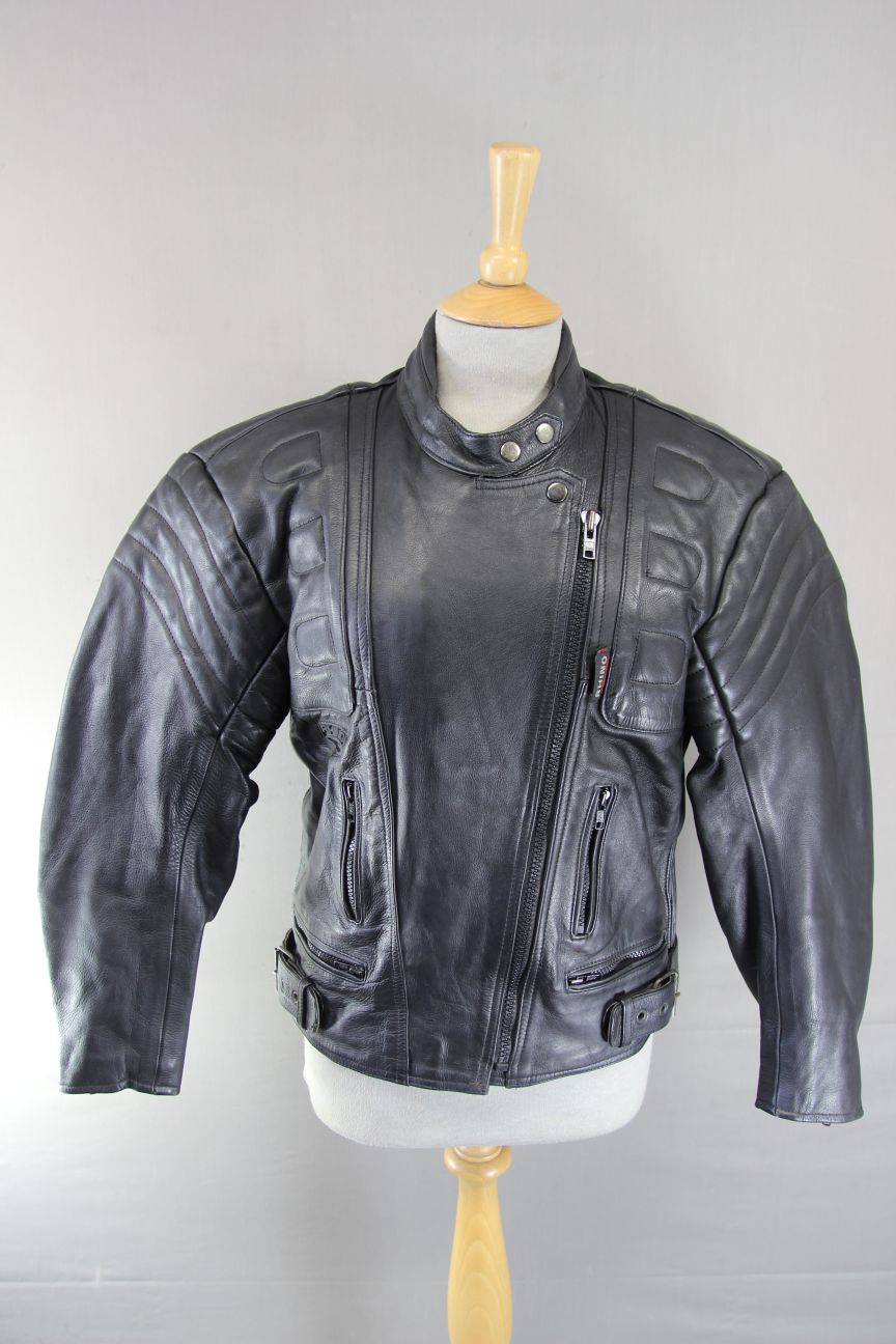RHINO BRITISH DESIGNED LADIES CLASSIC BLACK COWHIDE LEATHER BIKER JACKET SIZE 14
