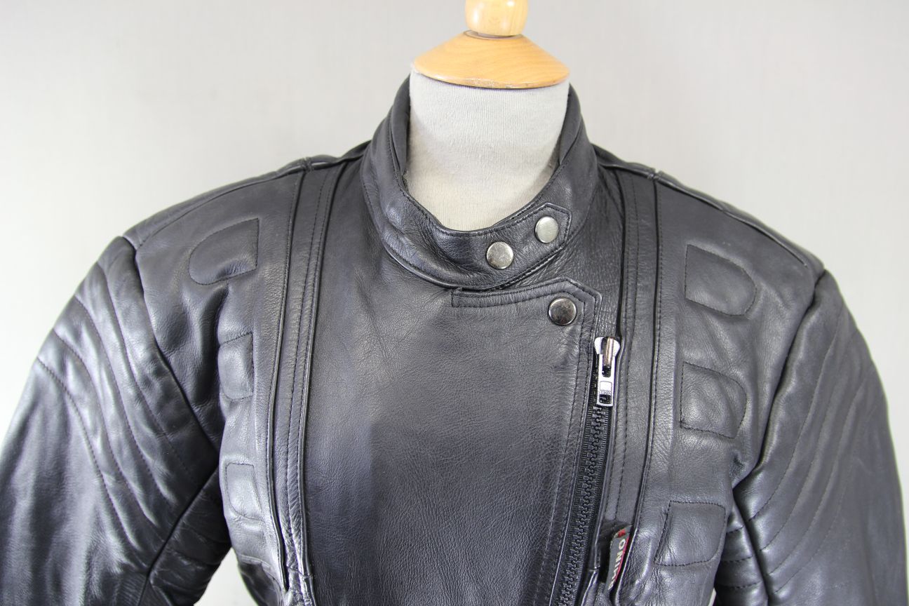 RHINO BRITISH DESIGNED LADIES CLASSIC BLACK COWHIDE LEATHER BIKER JACKET SIZE 14
