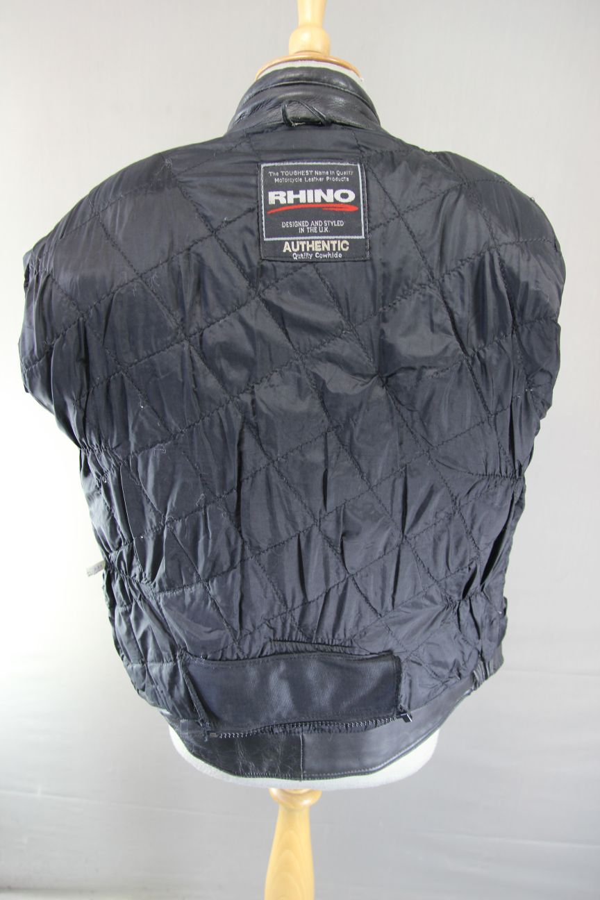 RHINO BRITISH DESIGNED LADIES CLASSIC BLACK COWHIDE LEATHER BIKER JACKET SIZE 14