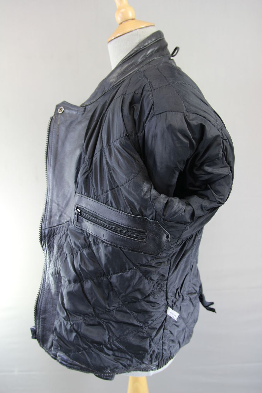RHINO BRITISH DESIGNED LADIES CLASSIC BLACK COWHIDE LEATHER BIKER JACKET SIZE 14