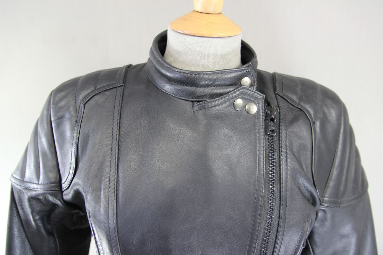 CLASSIC SPORTEX A5 BLACK LEATHER BIKER JACKET: SIZE 16 36 INCH CHEST