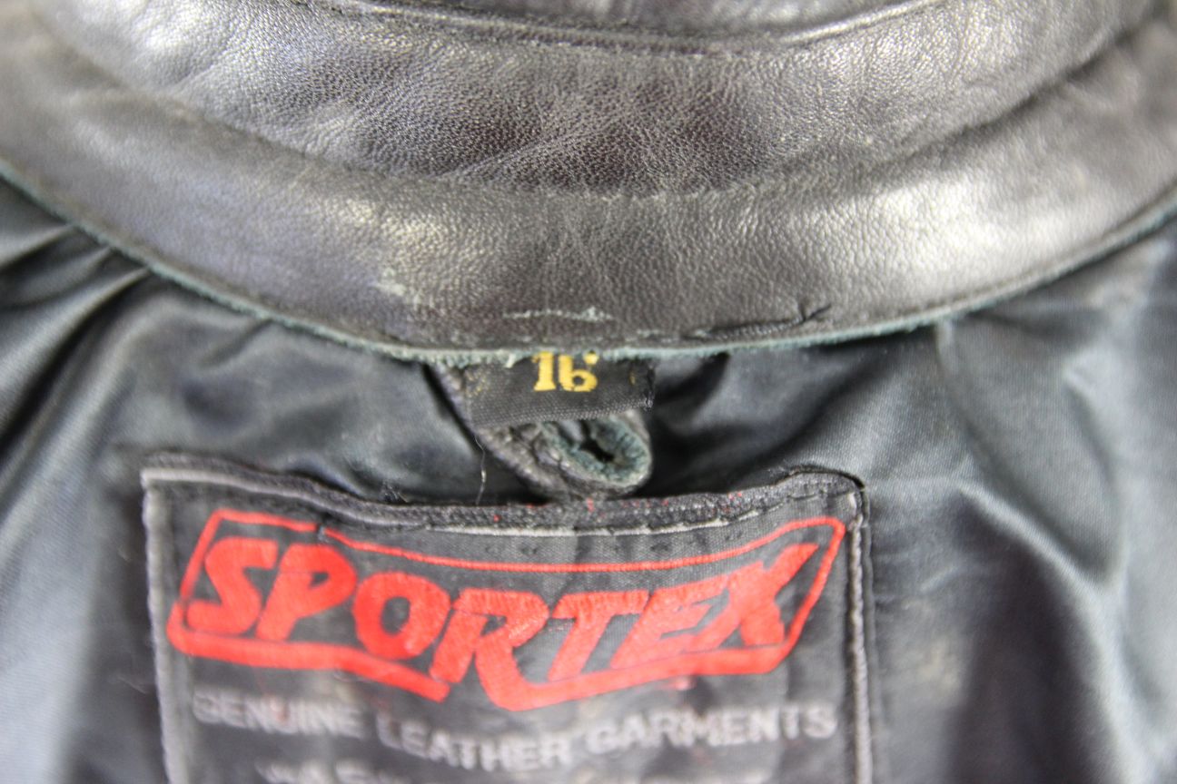 CLASSIC SPORTEX A5 BLACK LEATHER BIKER JACKET: SIZE 16 36 INCH CHEST