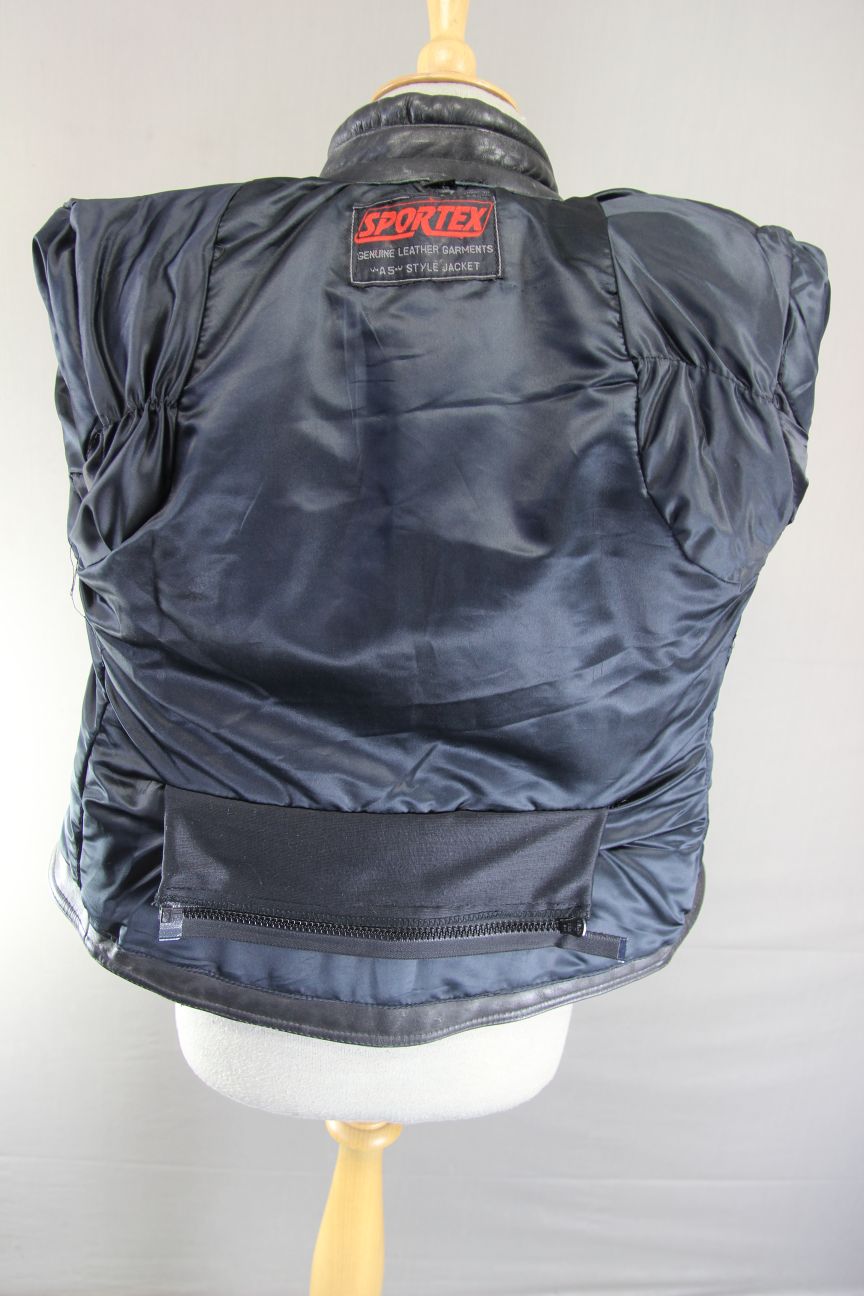 CLASSIC SPORTEX A5 BLACK LEATHER BIKER JACKET: SIZE 16 36 INCH CHEST