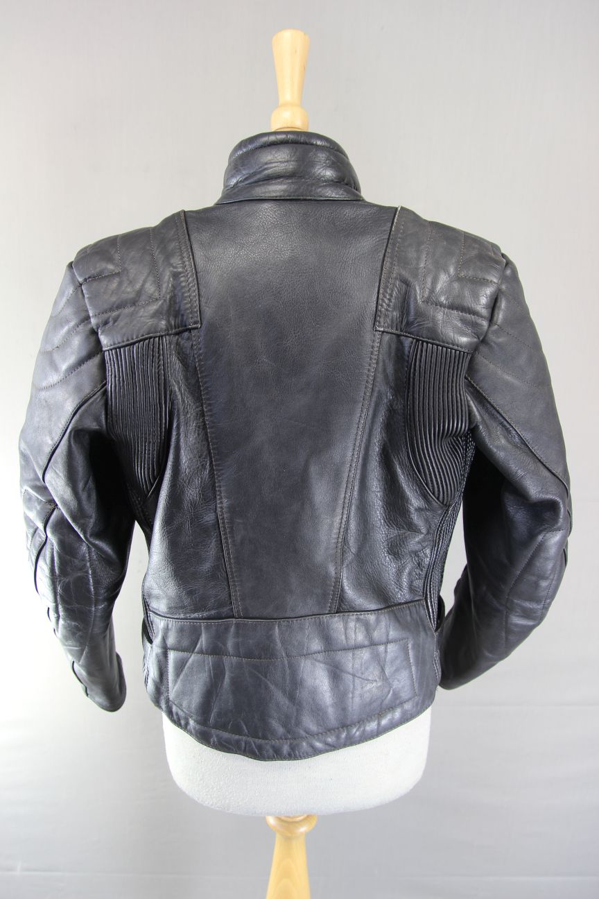 ASHMAN CLASSIC BLACK COWHIDE LEATHER BIKER JACKET 36-38 INCH CHEST/SIZE 14