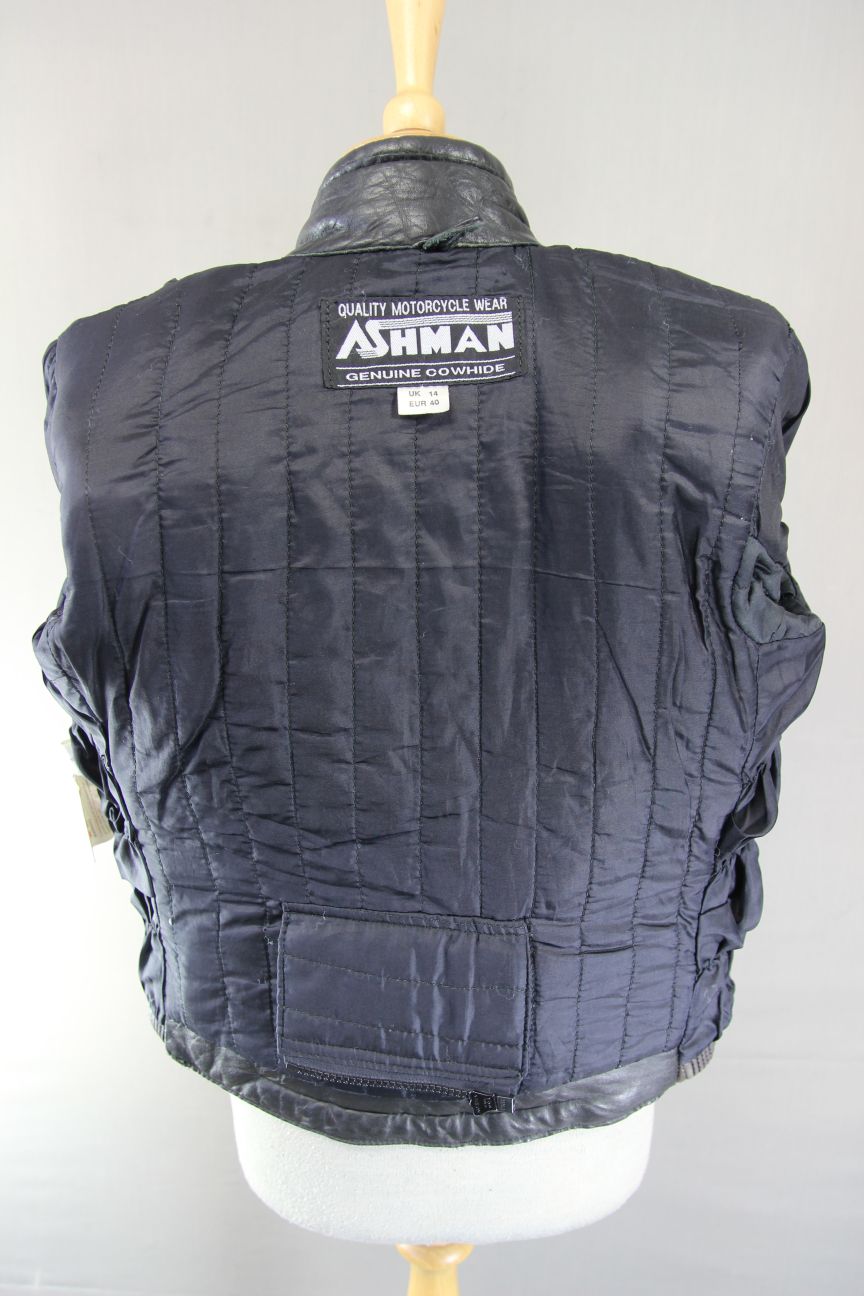 ASHMAN CLASSIC BLACK COWHIDE LEATHER BIKER JACKET 36-38 INCH CHEST/SIZE 14