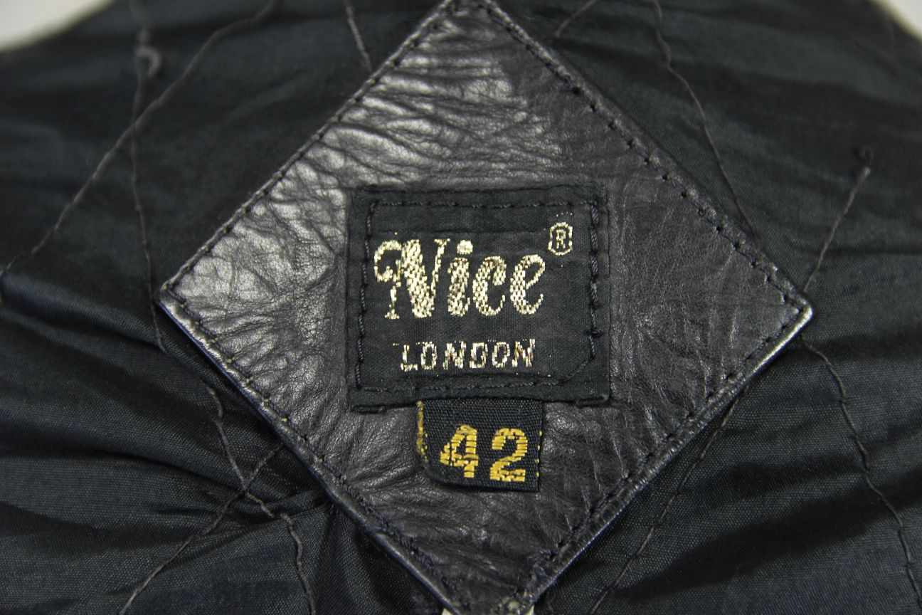 VINTAGE 1970's/1980's NICE BLACK & GREY COWHIDE LEATHER BIKER JACKET 40-42 INCH