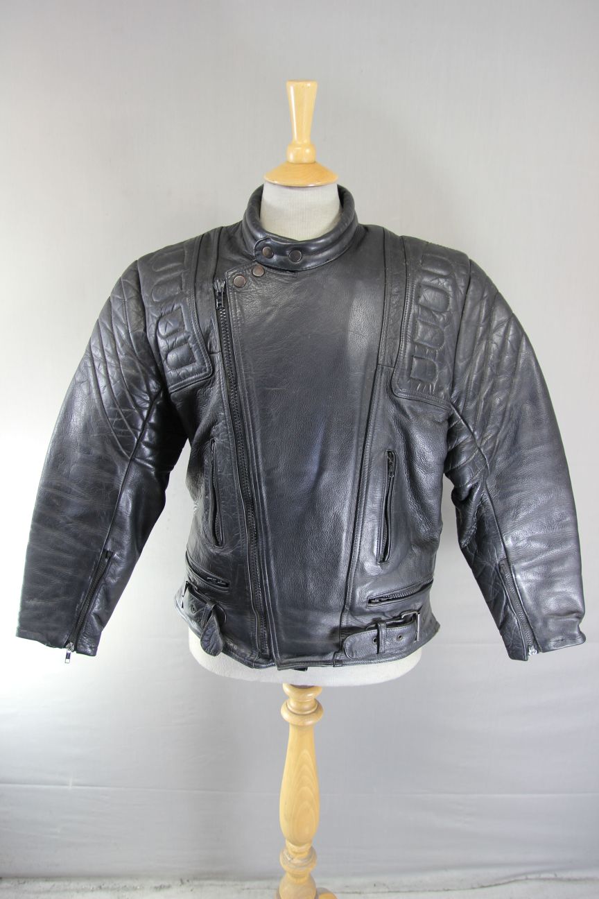 CLASSIC YORKSHIRE LEATHER & JEAN CO BLACK COTTON LINED BIKER JACKET 42 INCH