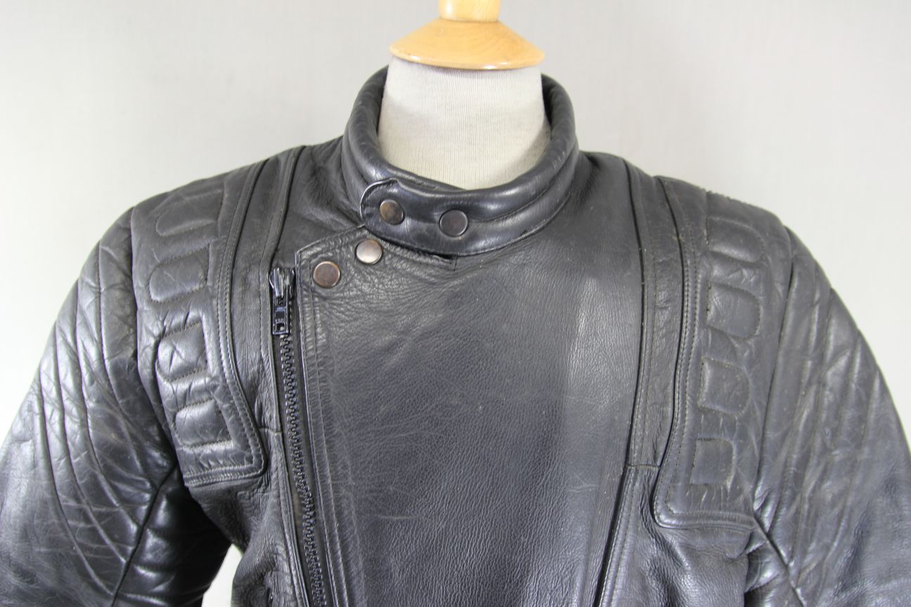 CLASSIC YORKSHIRE LEATHER & JEAN CO BLACK COTTON LINED BIKER JACKET 42 INCH