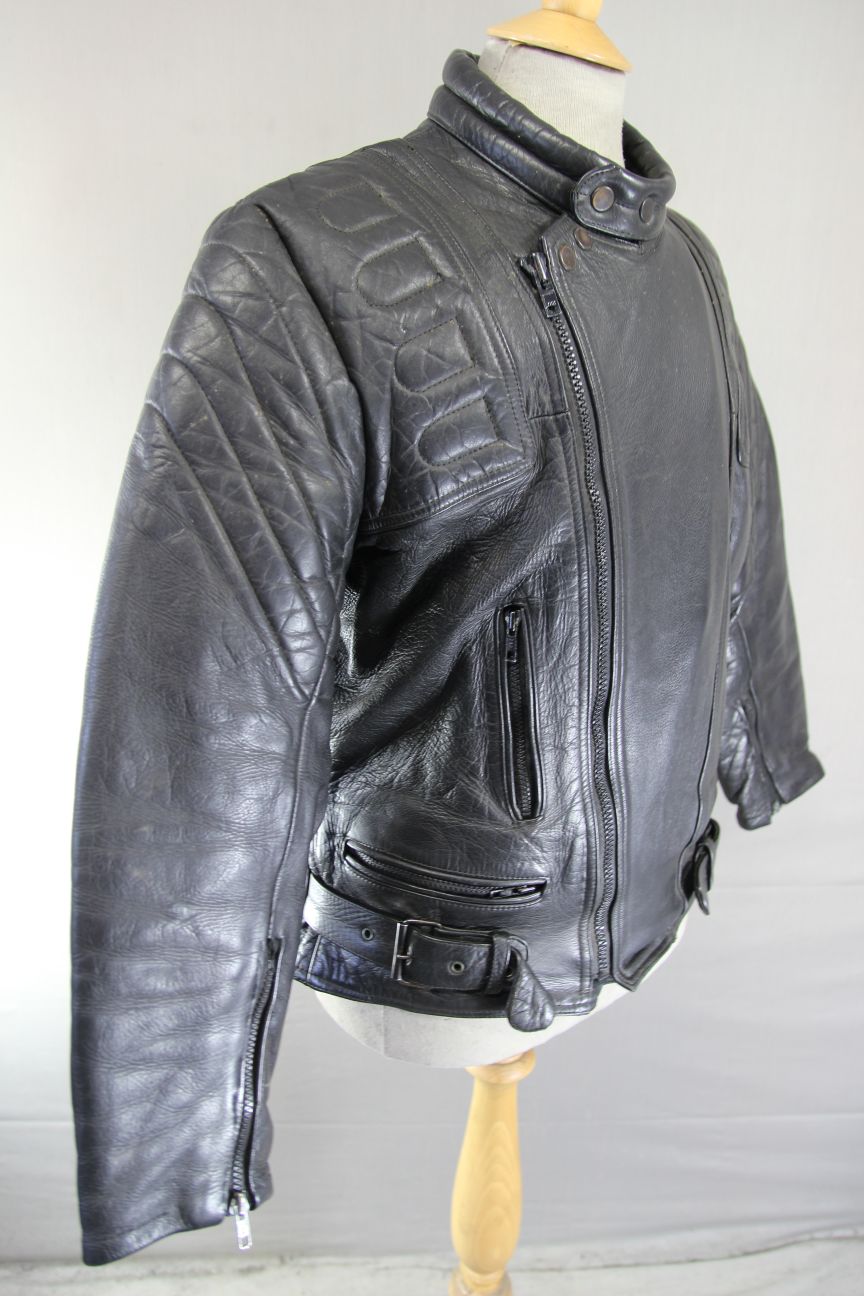 CLASSIC YORKSHIRE LEATHER & JEAN CO BLACK COTTON LINED BIKER JACKET 42 INCH