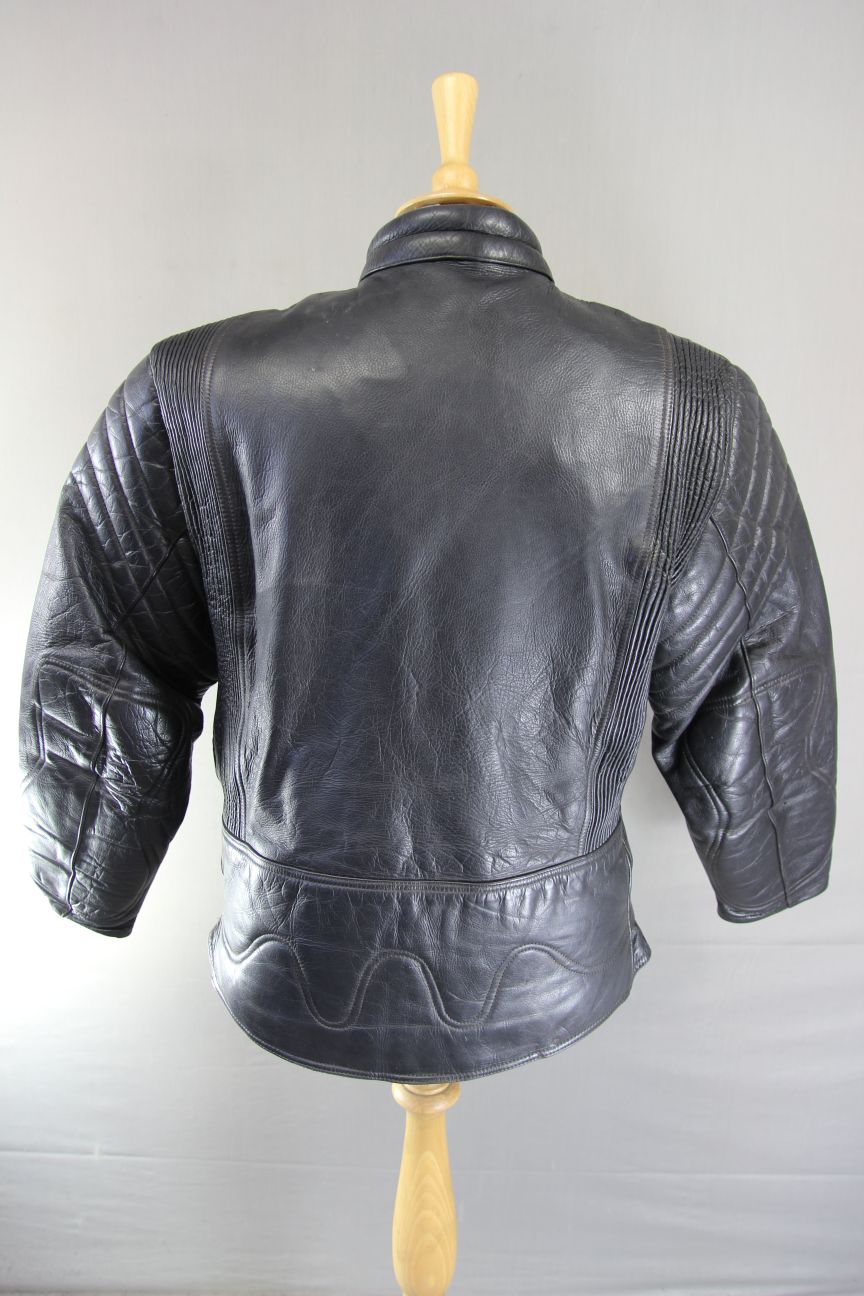 CLASSIC YORKSHIRE LEATHER & JEAN CO BLACK COTTON LINED BIKER JACKET 42 INCH