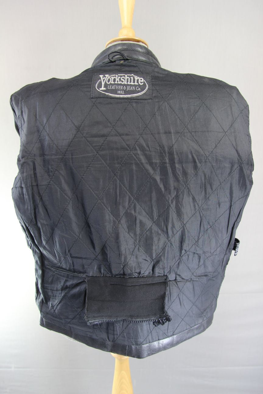 CLASSIC YORKSHIRE LEATHER & JEAN CO BLACK COTTON LINED BIKER JACKET 42 INCH
