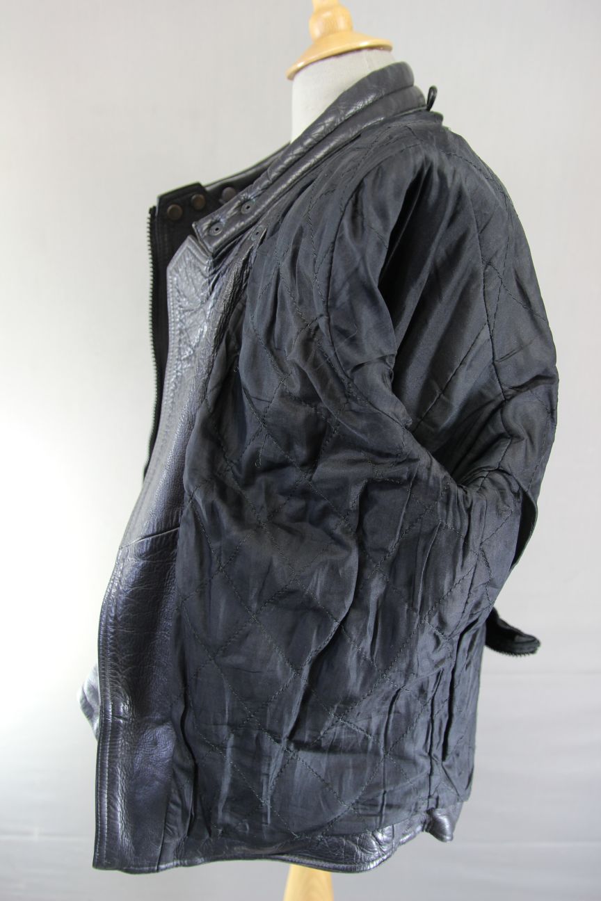 CLASSIC YORKSHIRE LEATHER & JEAN CO BLACK COTTON LINED BIKER JACKET 42 INCH