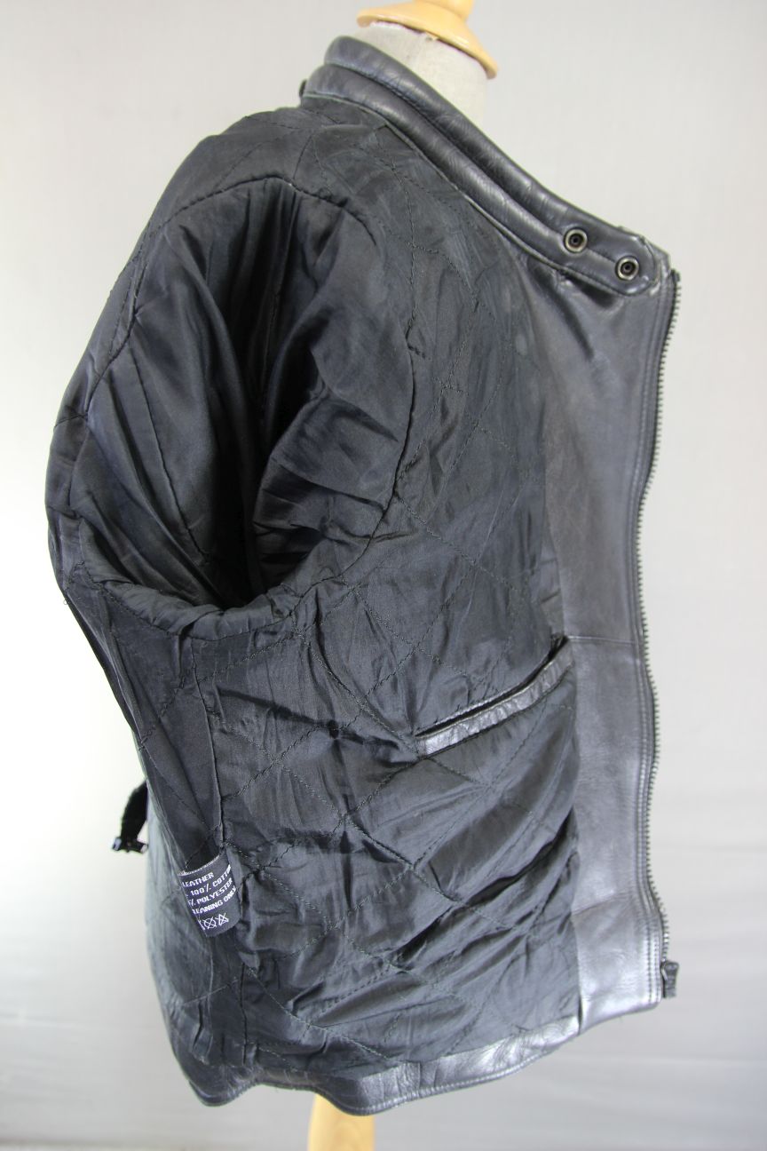 CLASSIC YORKSHIRE LEATHER & JEAN CO BLACK COTTON LINED BIKER JACKET 42 INCH