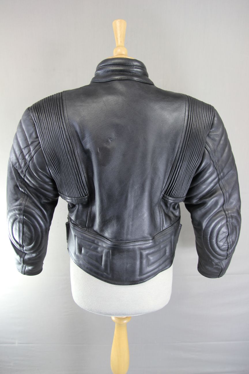 BUFFALO BLACK LEATHER BIKER JACKET 34-36 INCH CHEST/SIZE 12