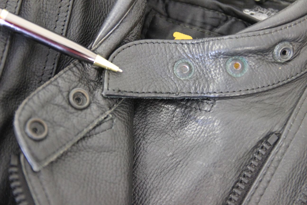 BUFFALO BLACK LEATHER BIKER JACKET 34-36 INCH CHEST/SIZE 12