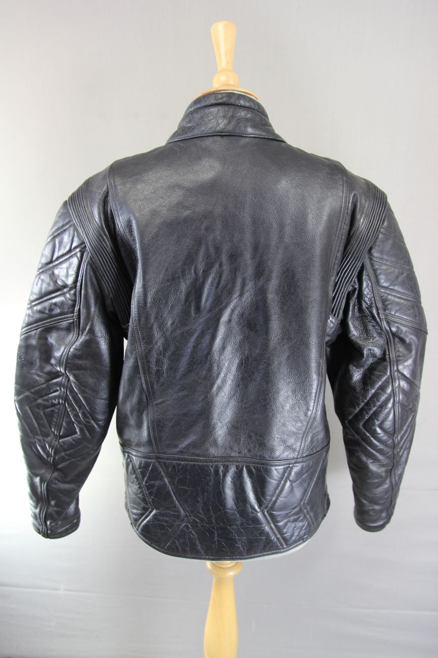 CLASSIC EURO STYLE BLACK LEATHER BIKER JACKET 40 INCH