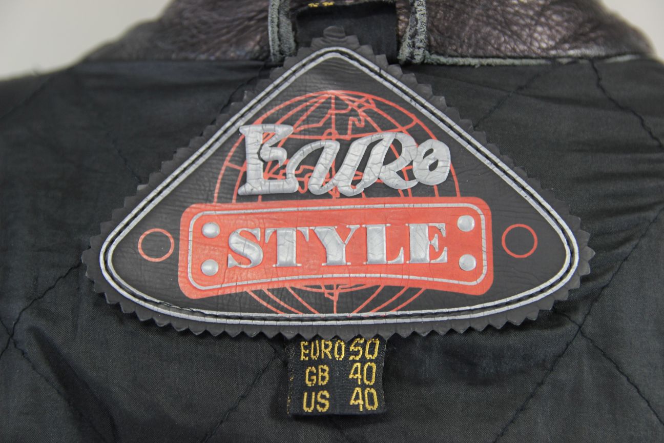 CLASSIC EURO STYLE BLACK LEATHER BIKER JACKET 40 INCH
