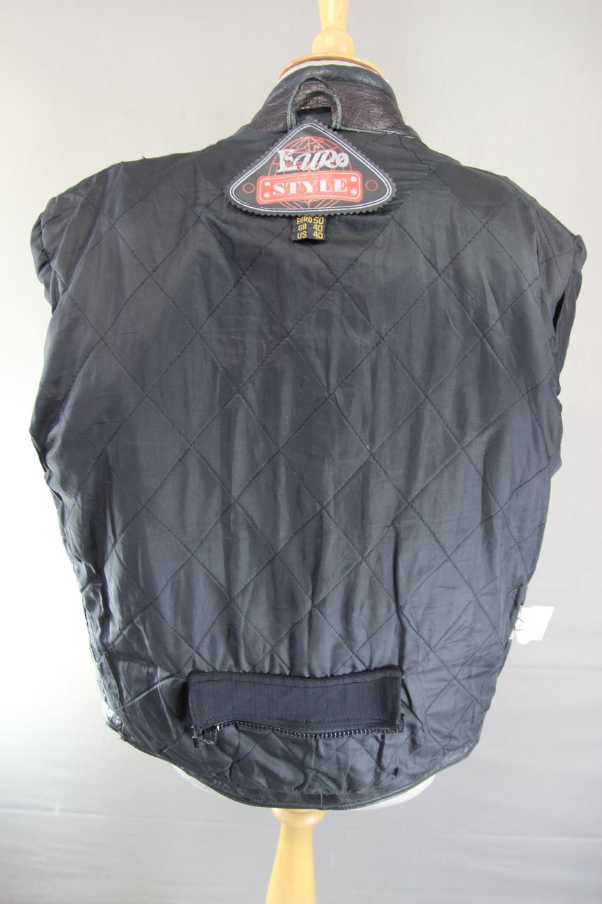 CLASSIC EURO STYLE BLACK LEATHER BIKER JACKET 40 INCH