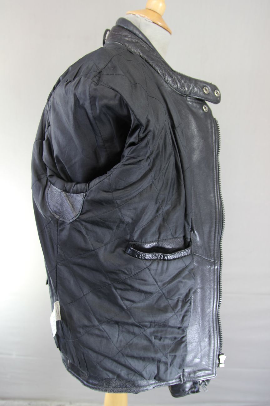 CLASSIC EURO STYLE BLACK LEATHER BIKER JACKET 40 INCH