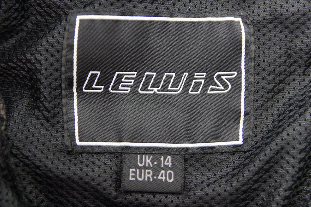 LEWIS 'LADY' BLACK LEATHER BIKER TROUSERS + CE ARMOUR: SIZE 14 WAIST 36"/LEG 31"