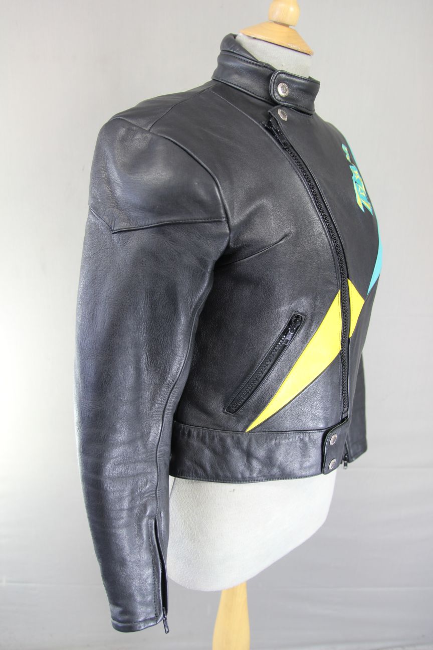 MOTO LINE DIFI BODYGUARD SOFTLINE LEATHER BIKER JACKET WITH PROTECTORS: SIZE 10