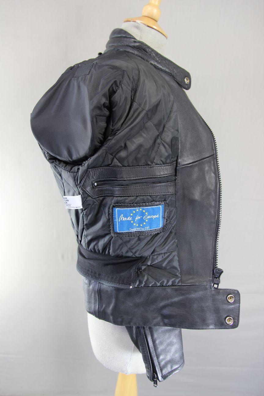 MOTO LINE DIFI BODYGUARD SOFTLINE LEATHER BIKER JACKET WITH PROTECTORS: SIZE 10