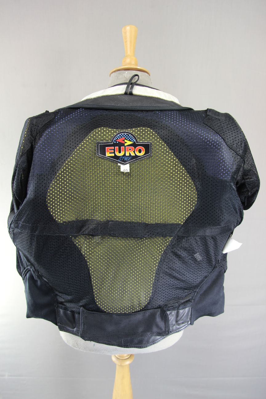 EURO STYLE LEATHER BIKER JACKET WITH BACK, SHOULDER & ELBOW CE ARMOUR 40 INCH