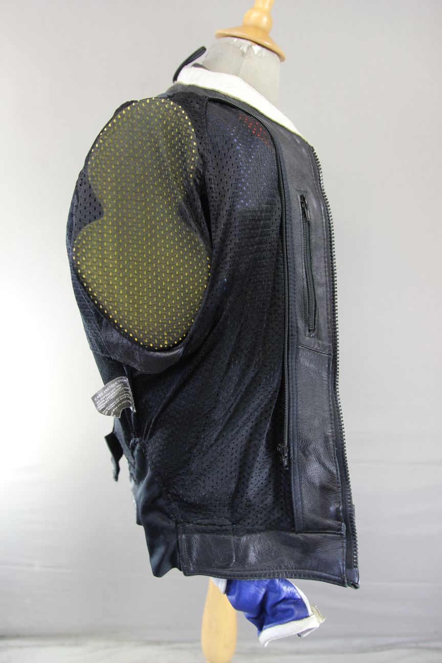 EURO STYLE LEATHER BIKER JACKET WITH BACK, SHOULDER & ELBOW CE ARMOUR 40 INCH