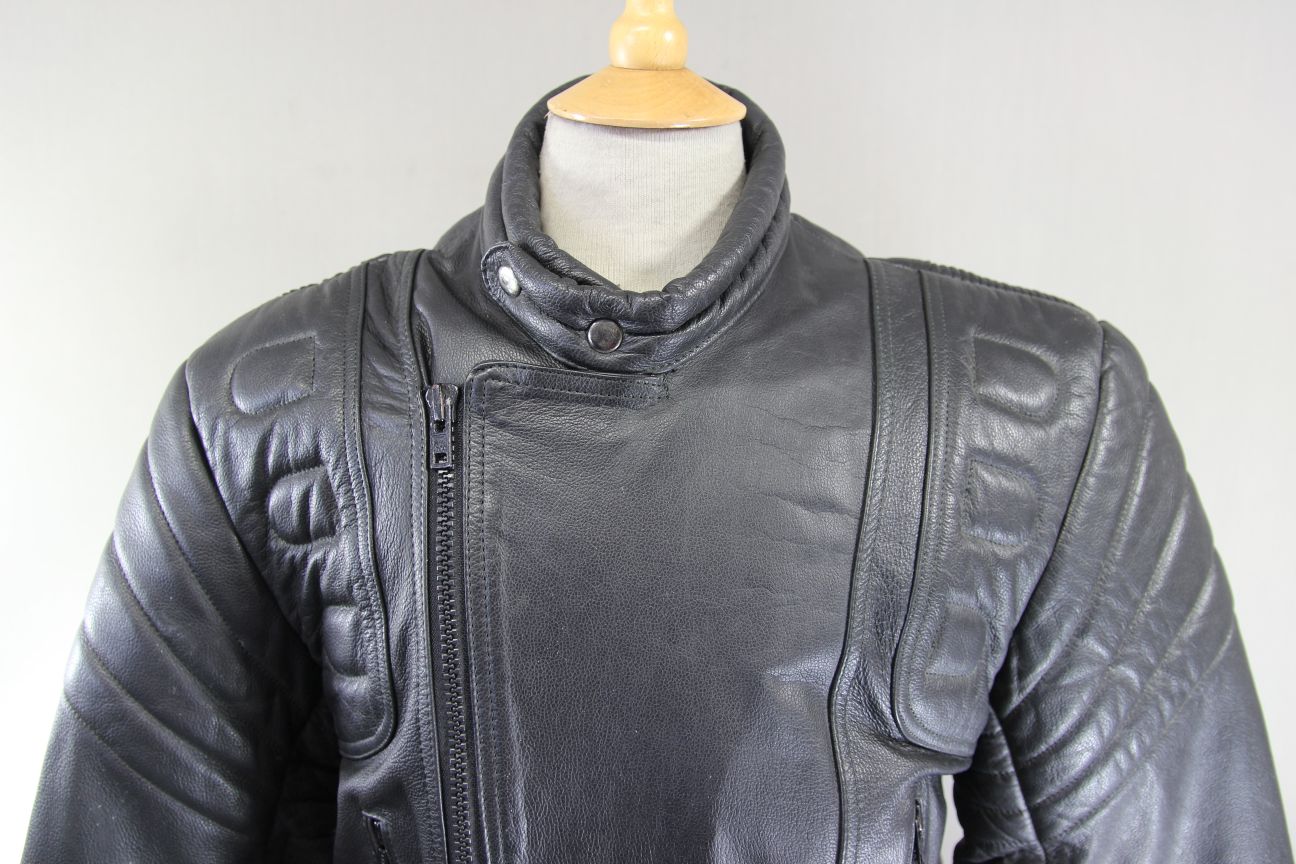 CLASSIC BLACK LEATHER BIKER JACKET 40-42 INCH CHEST
