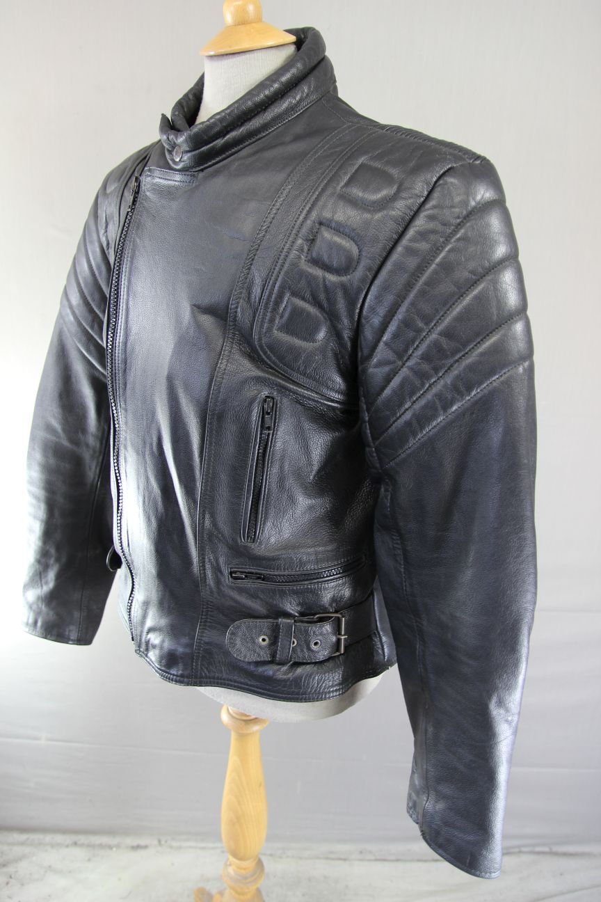 CLASSIC BLACK LEATHER BIKER JACKET 40-42 INCH CHEST