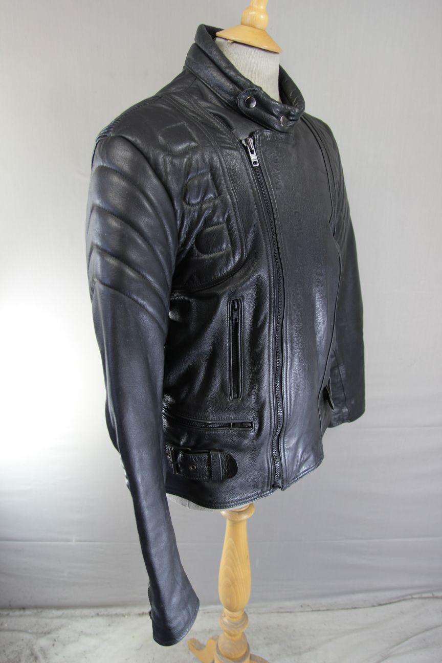 CLASSIC BLACK LEATHER BIKER JACKET 40-42 INCH CHEST