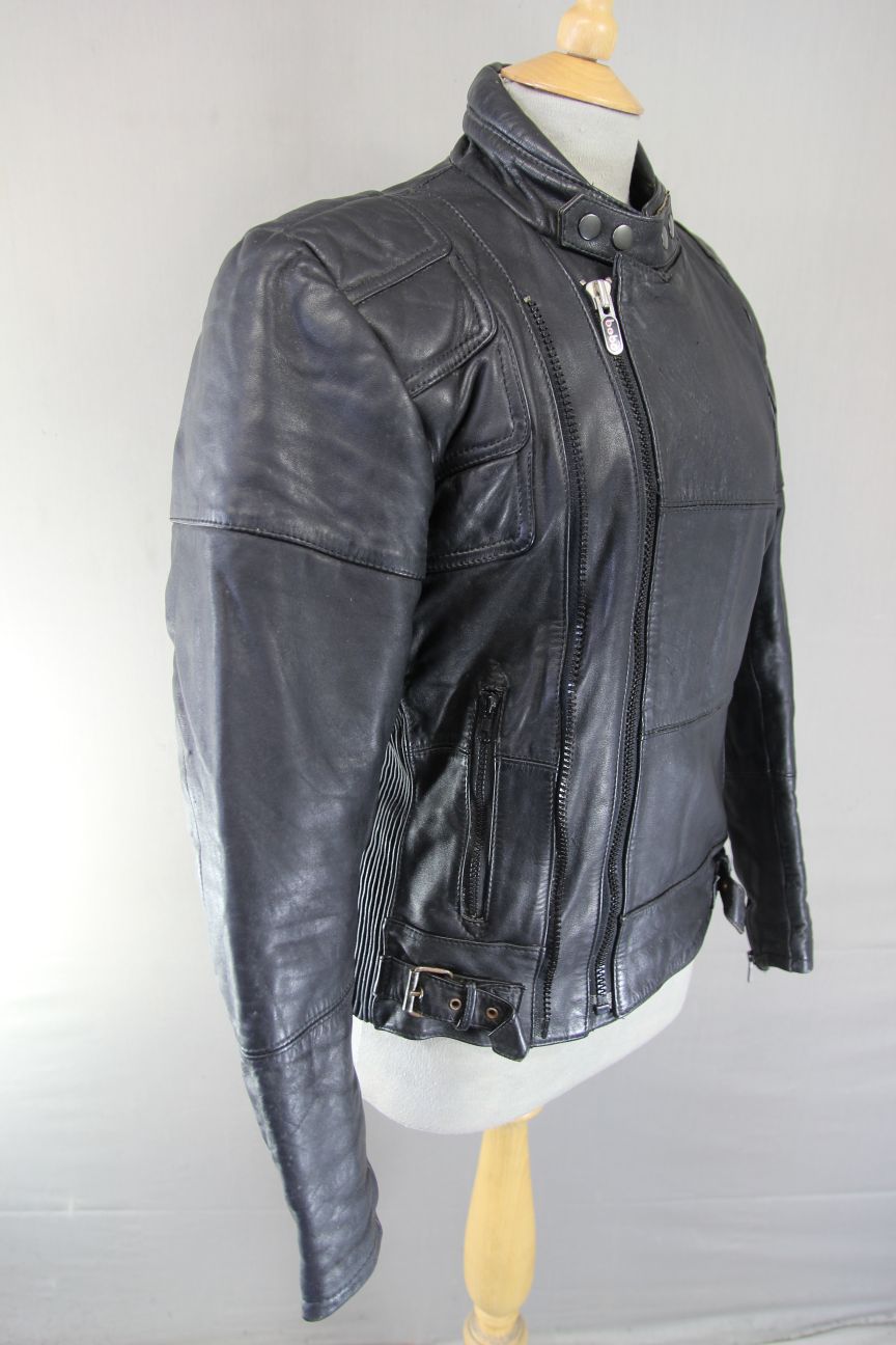 VINTAGE FIELDSHEER CLASSIC BLACK LEATHER BIKER JACKET 36-38 INCH CHEST