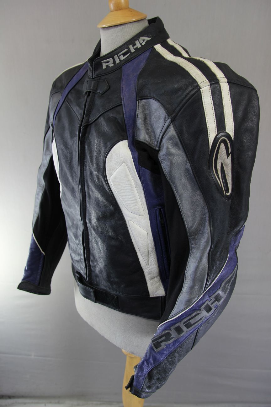 RICHA SAMOURAHI LEATHER BIKER JACKET WITH CE ARMOUR & THERMAL LINING 40 INCH