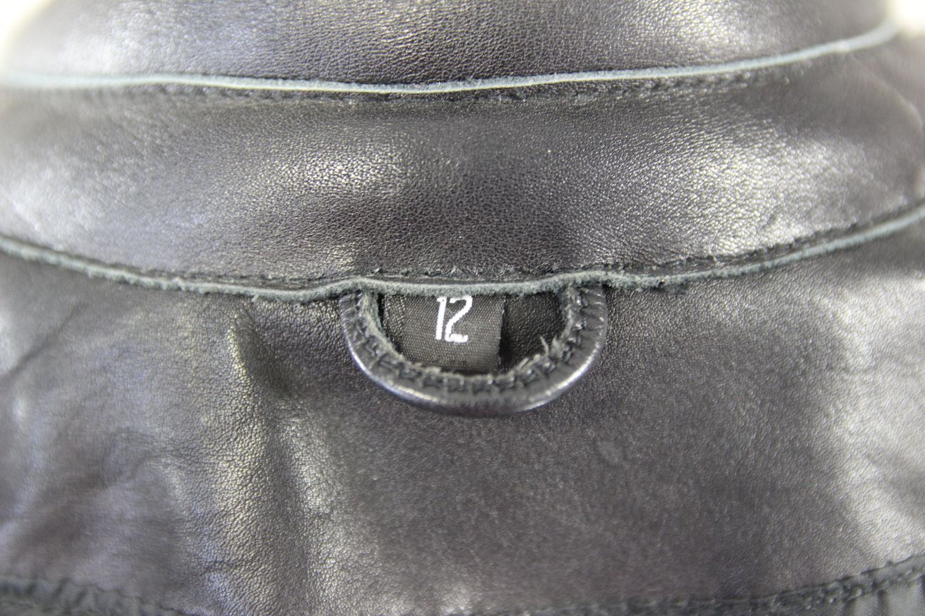RICHA CLASSIC BLACK LEATHER BIKER JACKET WITH THERMAL LINING: SIZE 12