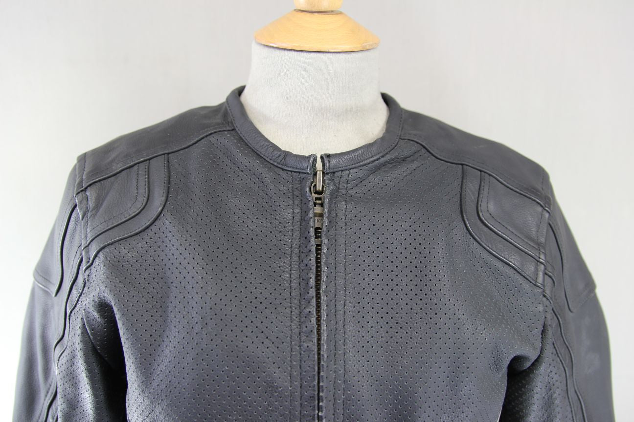 FRANK THOMAS LADY RIDER LEATHER BIKER JACKET + CE ARMOUR/THERMAL LINING: SIZE 10