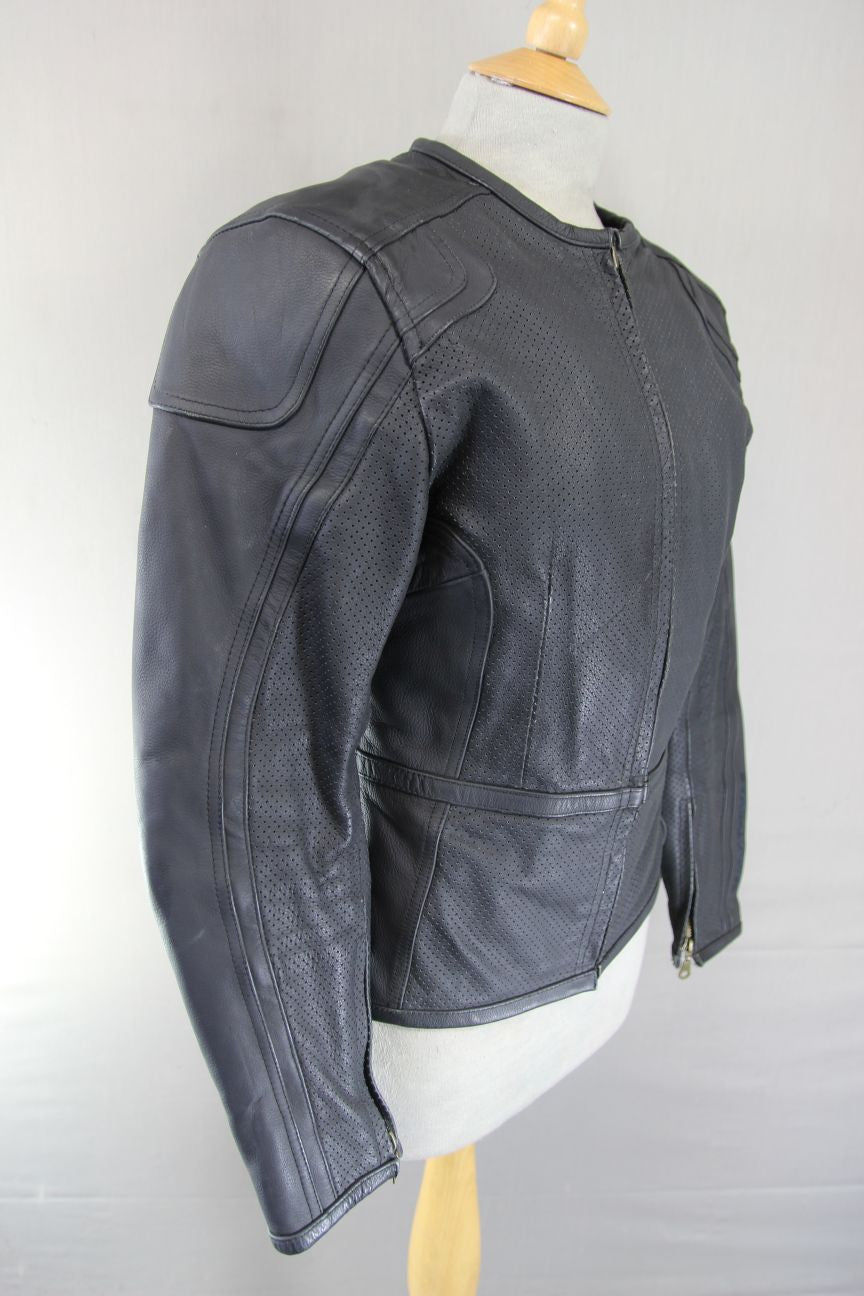FRANK THOMAS LADY RIDER LEATHER BIKER JACKET + CE ARMOUR/THERMAL LINING: SIZE 10
