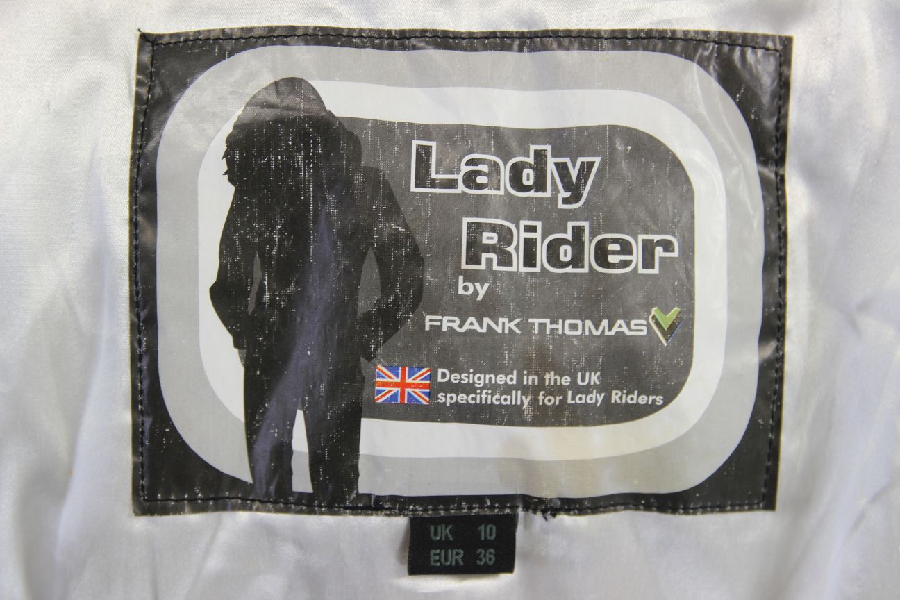 FRANK THOMAS LADY RIDER LEATHER BIKER JACKET + CE ARMOUR/THERMAL LINING: SIZE 10