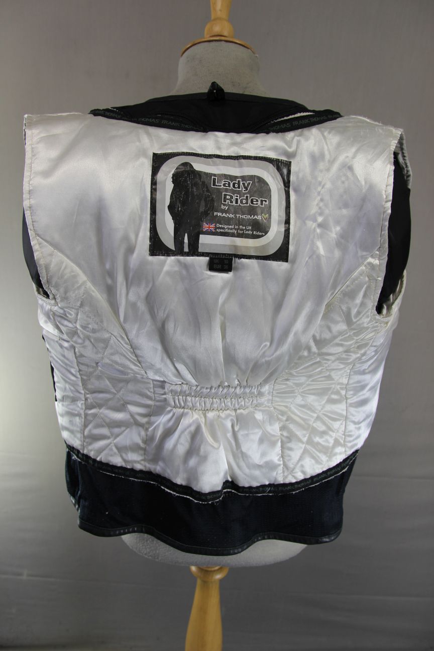 FRANK THOMAS LADY RIDER LEATHER BIKER JACKET + CE ARMOUR/THERMAL LINING: SIZE 10