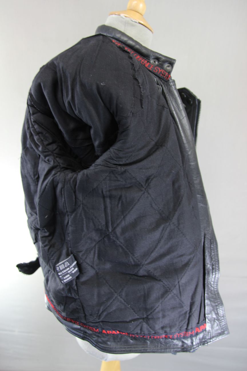 APACHE LEATHERS APOLLO CLASSIC COTTON LINED BLACK BIKER JACKET: SIZE 14