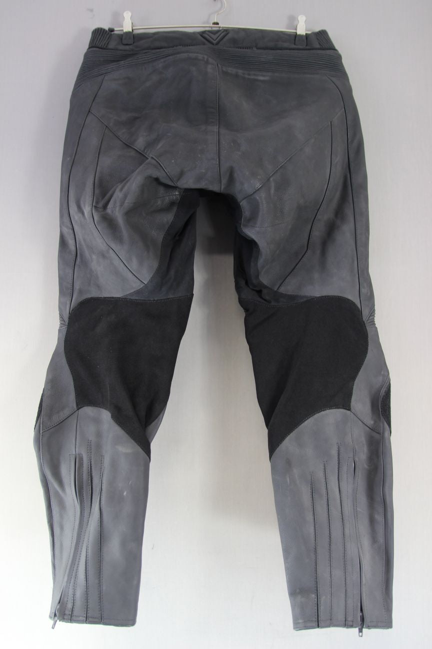 FRANK THOMAS BLACK LEATHER BIKER TROUSERS + ARMOUR/KNEE SLIDERS WAIST 36/LEG 31"
